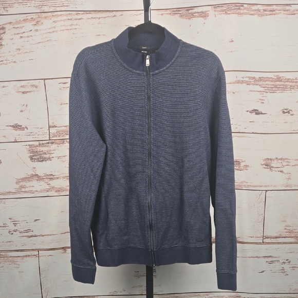Boss Hugo Boss Full Zip Cotton Jacket Sweatshirt Navy Size XL